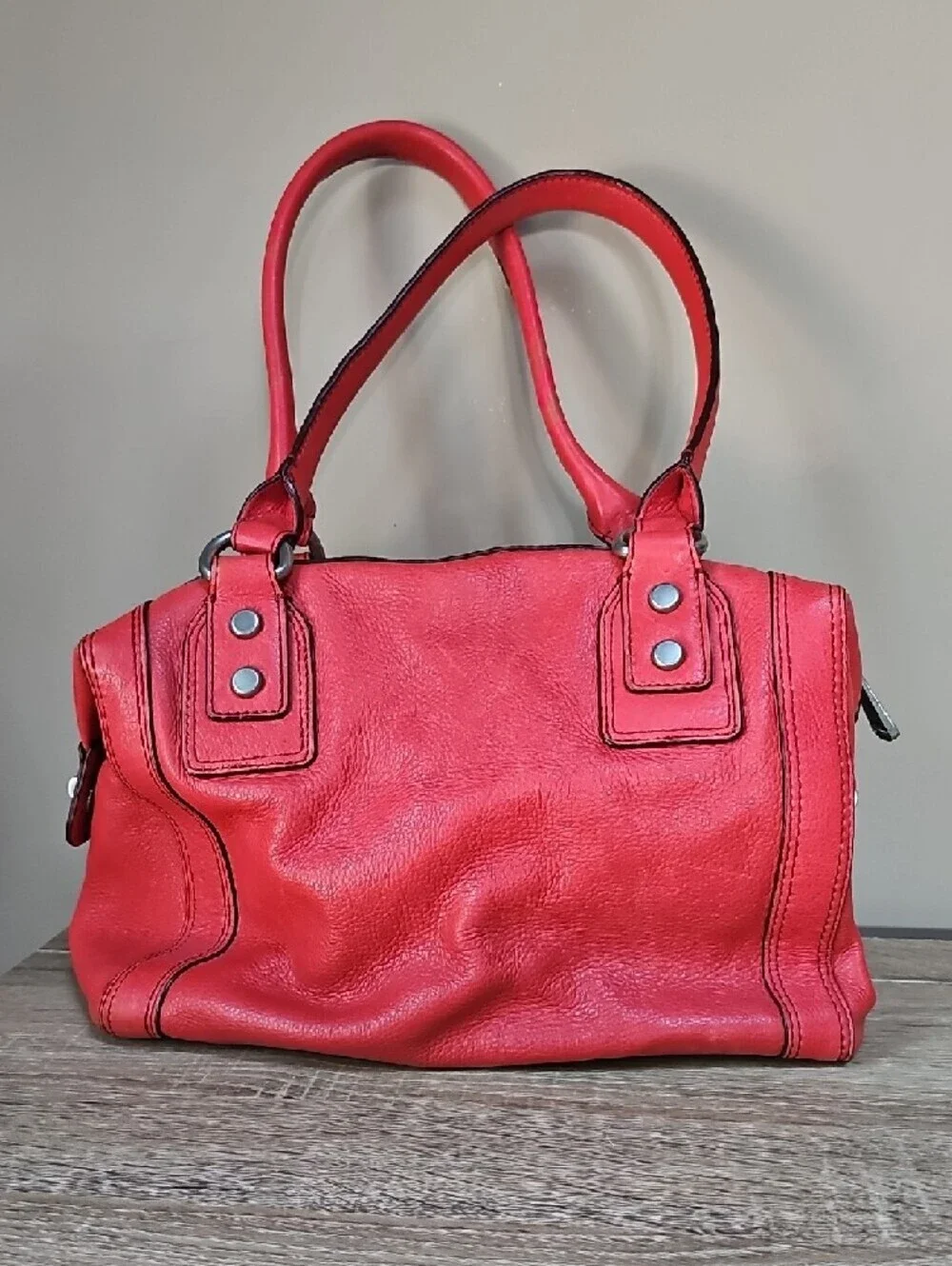 Fossil Red Leather Marlow Shoulder Bag with Double Handles